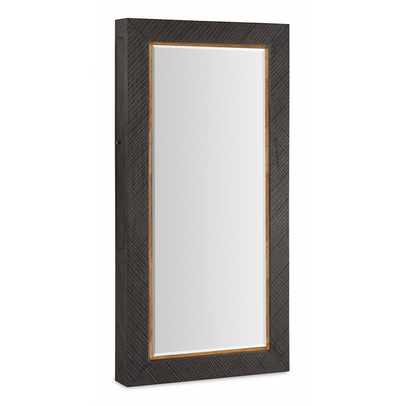 Hooker Furniture Big Sky Wood and Resin Floor Mirror w/Jewelry Storage in Gray