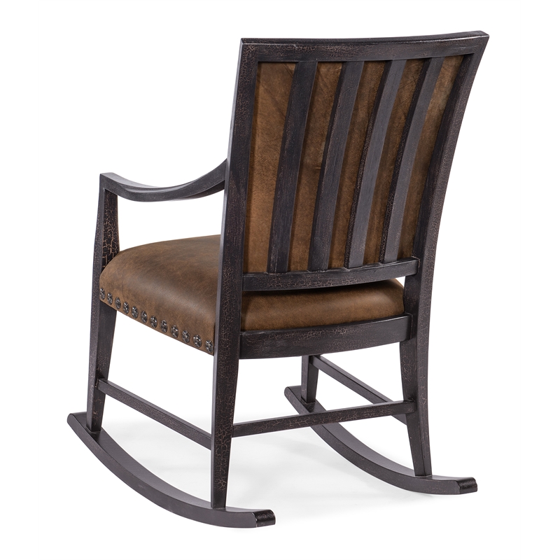 Hooker Furniture Big Sky Wood and Leather Rocking Chair in Black