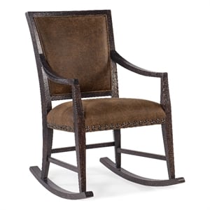 Hooker Furniture Big Sky Wood and Leather Rocking Chair in Black