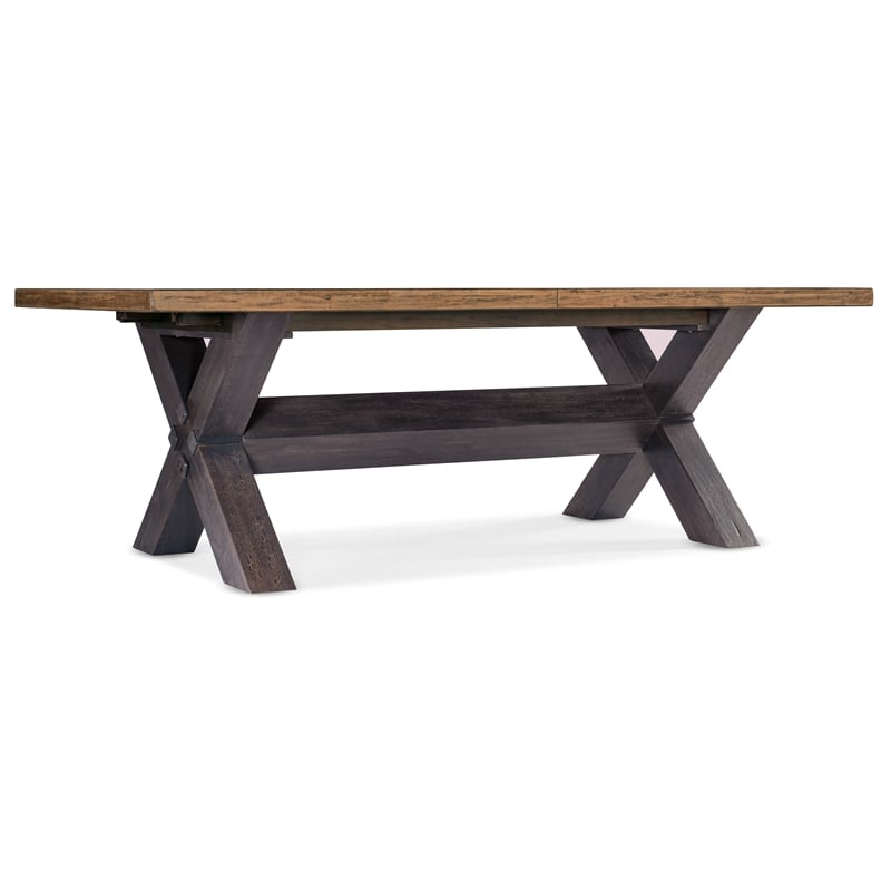 Hooker Furniture Big Sky Veneers and Solid Wood Trestle Dining Table in Brown