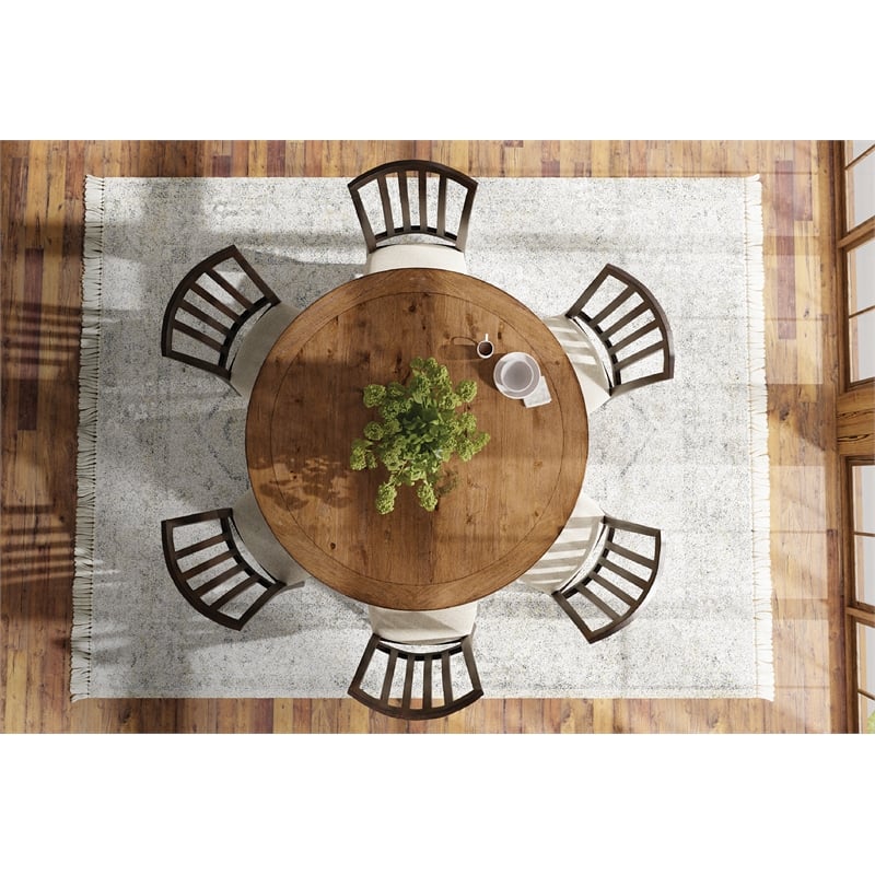 Hooker Furniture Big Sky Round Veneers and Solid Wood Dining Table in Black