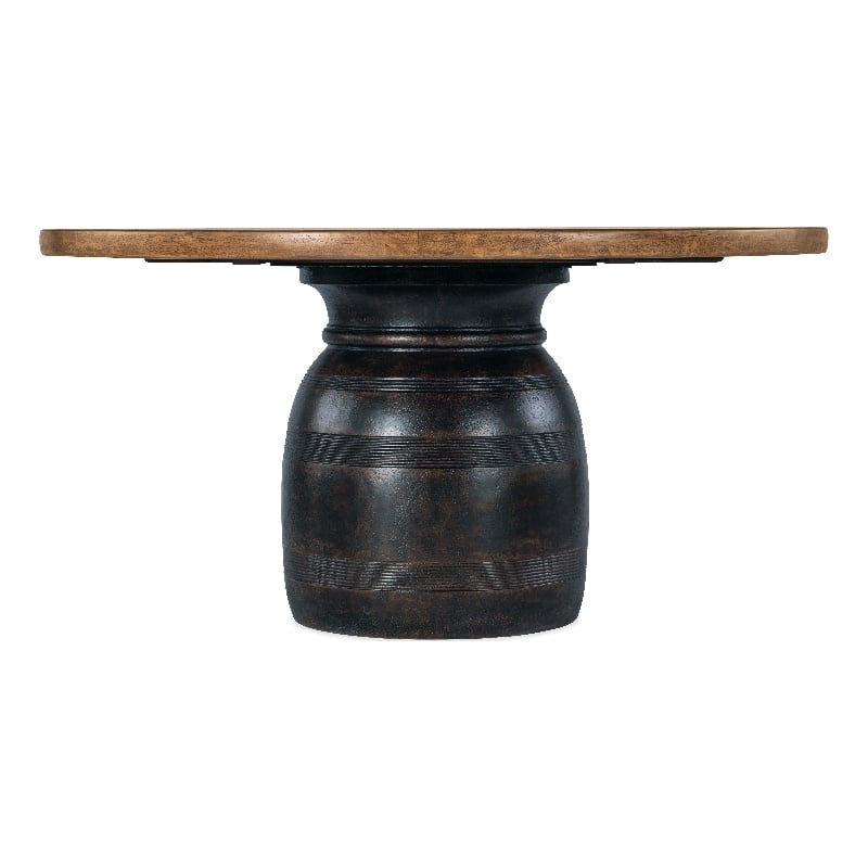 Hooker Furniture Big Sky Round Veneers and Solid Wood Dining Table in Black