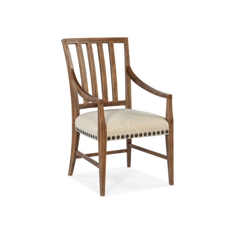 Hooker Furniture Big Sky Wood and Fabric Arm Chair in Brown