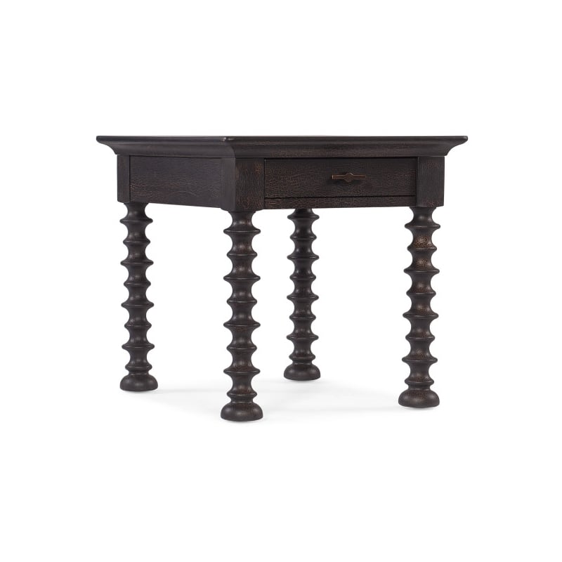 Hooker Furniture Big Sky Wood Turned Leg End Table in Black Finish