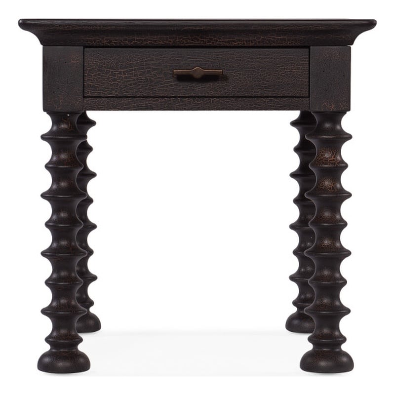 Hooker Furniture Big Sky Wood Turned Leg End Table in Black Finish