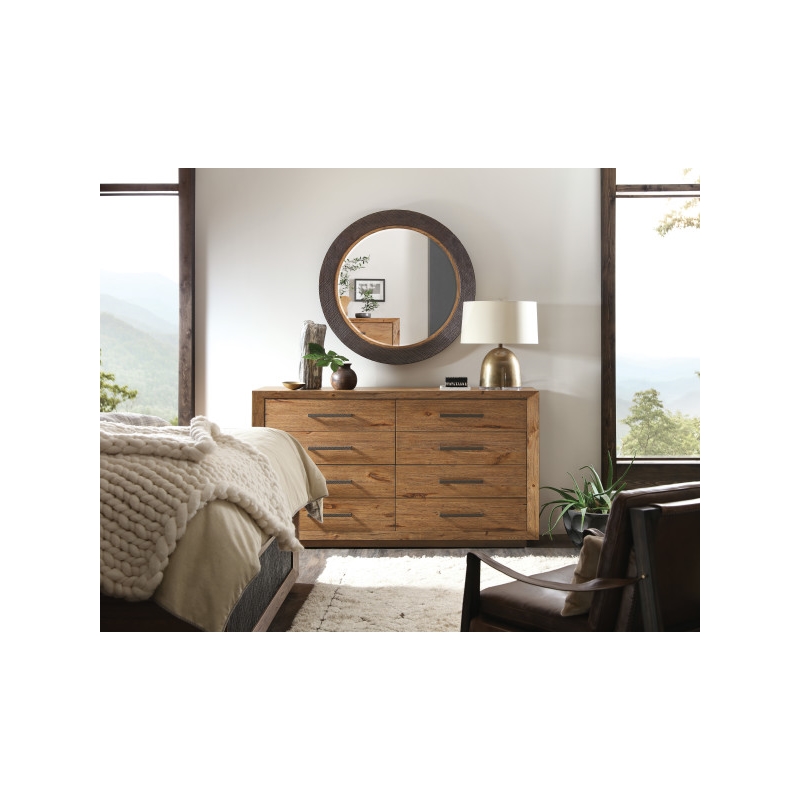 Hooker Furniture Big Sky Round Wood and Resin Accent Mirror in Gray