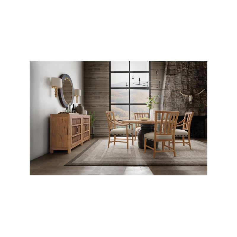 Hooker Furniture Big Sky Round Wood and Resin Accent Mirror in Gray