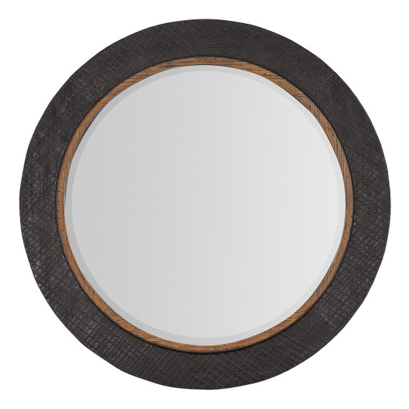 Hooker Furniture Big Sky Round Wood and Resin Accent Mirror in Gray