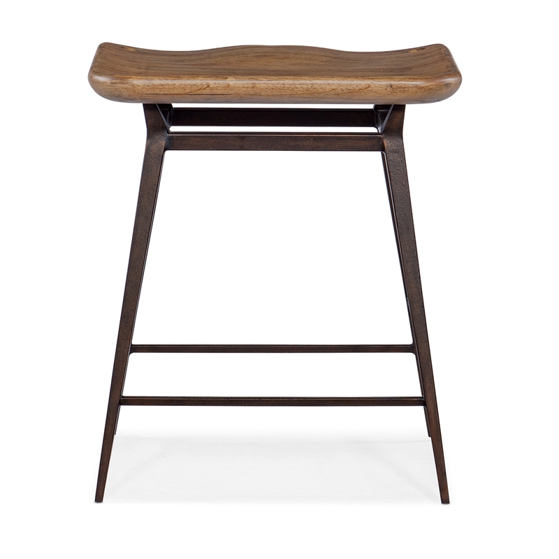 Hooker Furniture Big Sky Wood and Metal Stool in Brown Finish