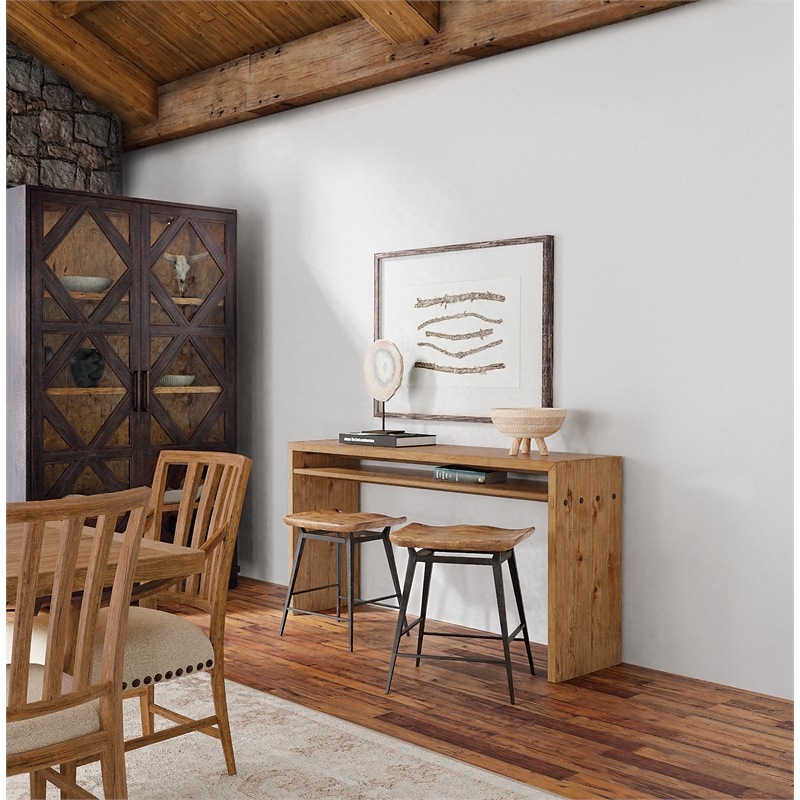 Hooker Furniture Big Sky Wood and Metal Stool in Brown Finish