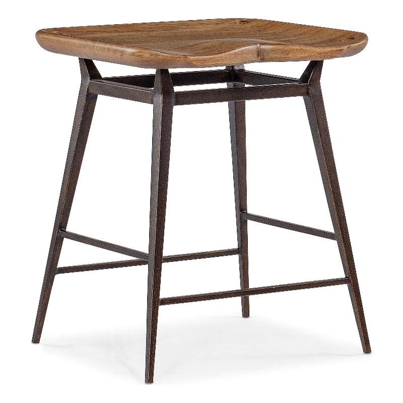 Hooker Furniture Big Sky Wood and Metal Stool in Brown Finish