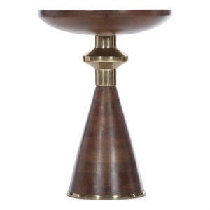 hooker furniture melange claire wood/aluminum accent table in dark wood/gold