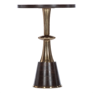hooker furniture melange caroline wood/aluminum accent table in dark wood/gold