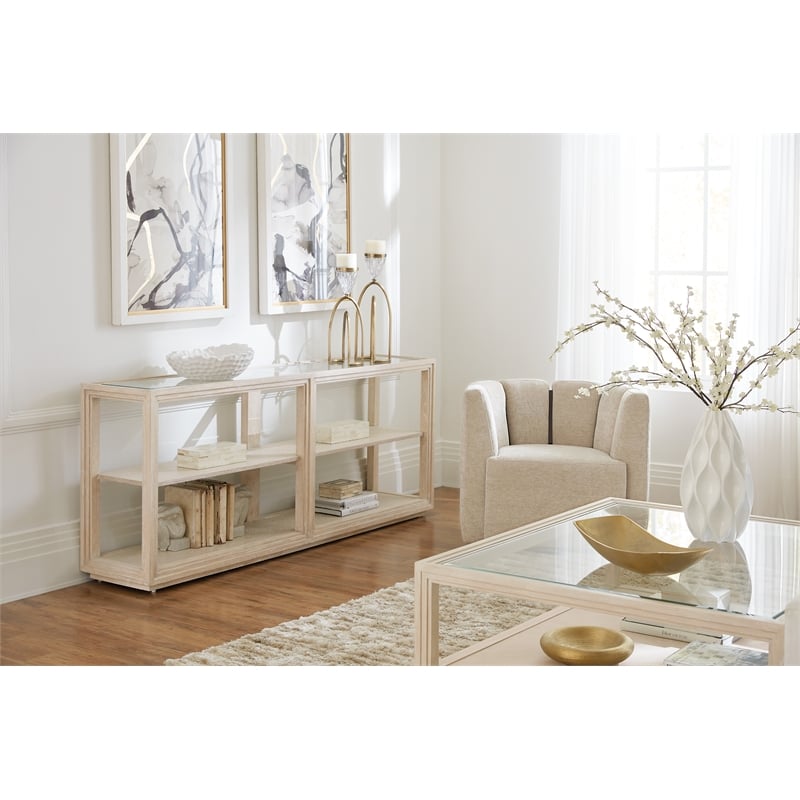 Nouveau Chic Open Shelf Console Table in Natural Wood Finish by Hooker Furniture
