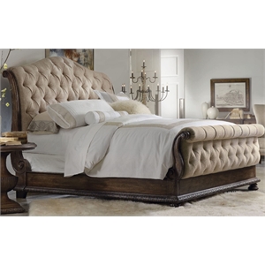 Hooker Furniture Rhapsody King Tufted Fabric Upholstered Bed in Beige