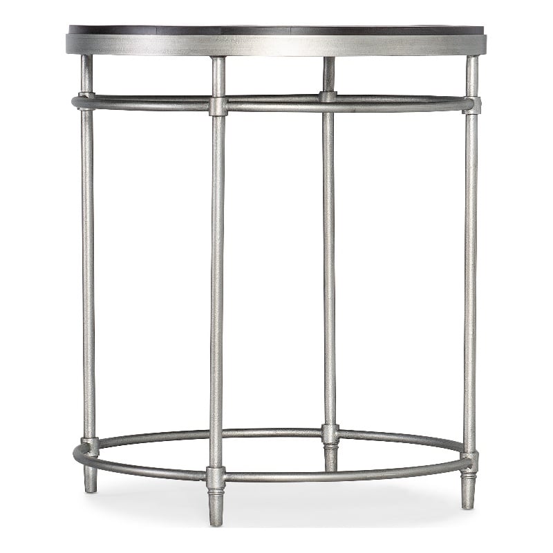 Hooker Furniture St. Armand Modern Round End Table in Black and Brushed Pewter