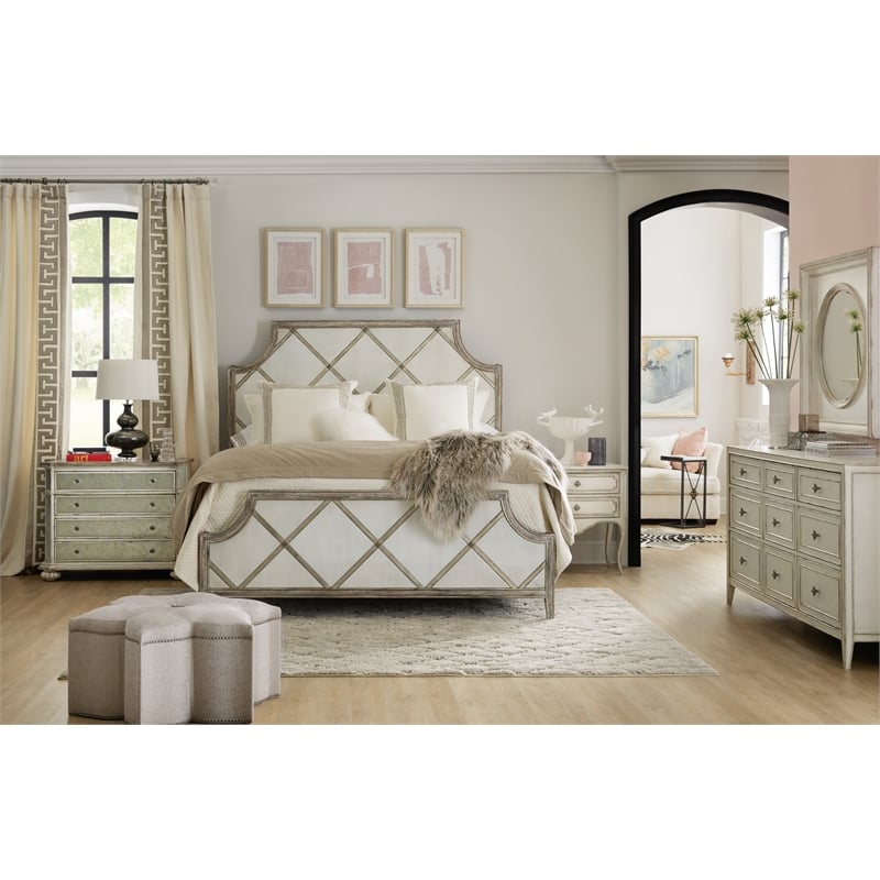 Hooker Furniture Sanctuary Diamont King Panel Bed in Brown Wood
