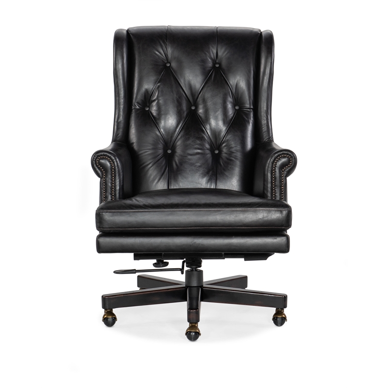 Charleston Leather Executive Swivel Tilt Chair in Black by Hooker Furniture
