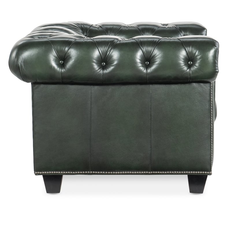 Charleston Leather Tufted Club Chair in Green by Hooker Furniture