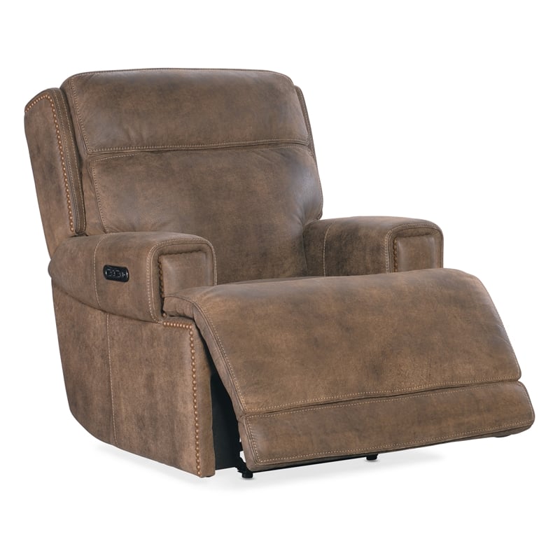 Hooker Furniture Leather Power Recliner with Power Headrest in Brown