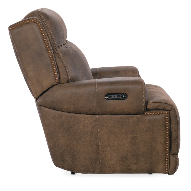 Hooker Furniture Leather Power Recliner with Power Headrest in Brown