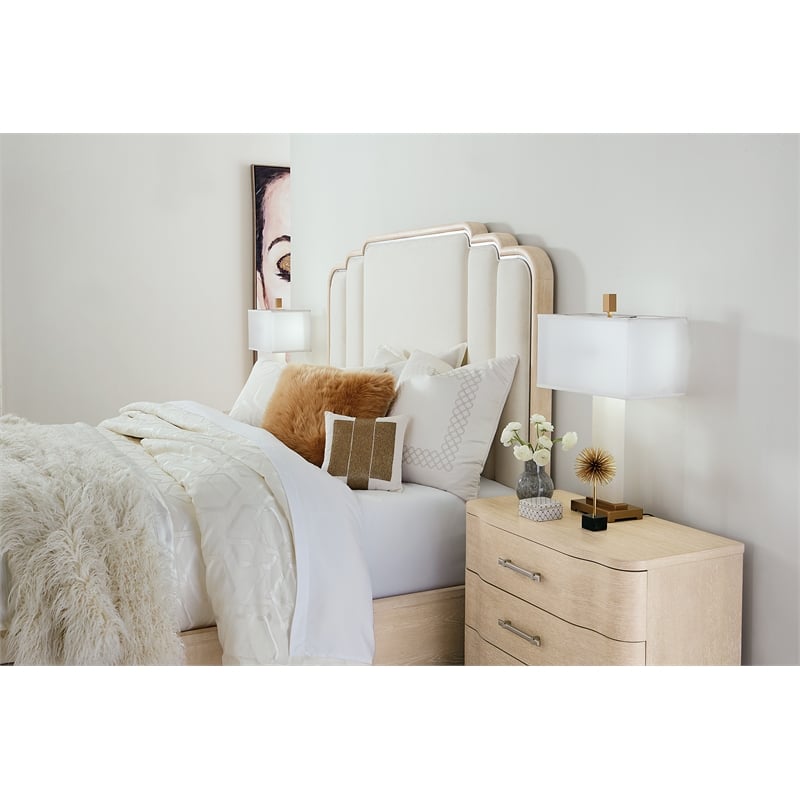 Hooker Furniture Nouveau Chic King Fabric Upholstered Bed in Natural
