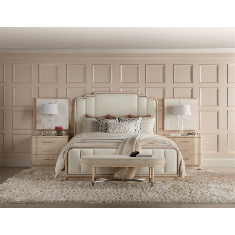 Hooker Furniture Nouveau Chic King Fabric Upholstered Bed in Natural