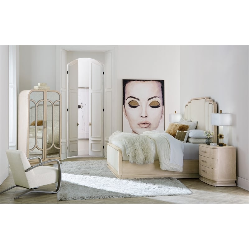 Hooker Furniture Nouveau Chic King Fabric Upholstered Bed in Natural
