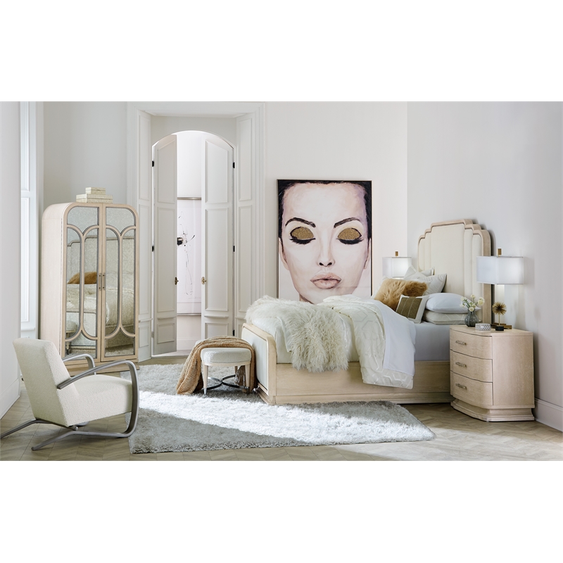 Hooker Furniture Nouveau Chic King Fabric Upholstered Bed in Natural