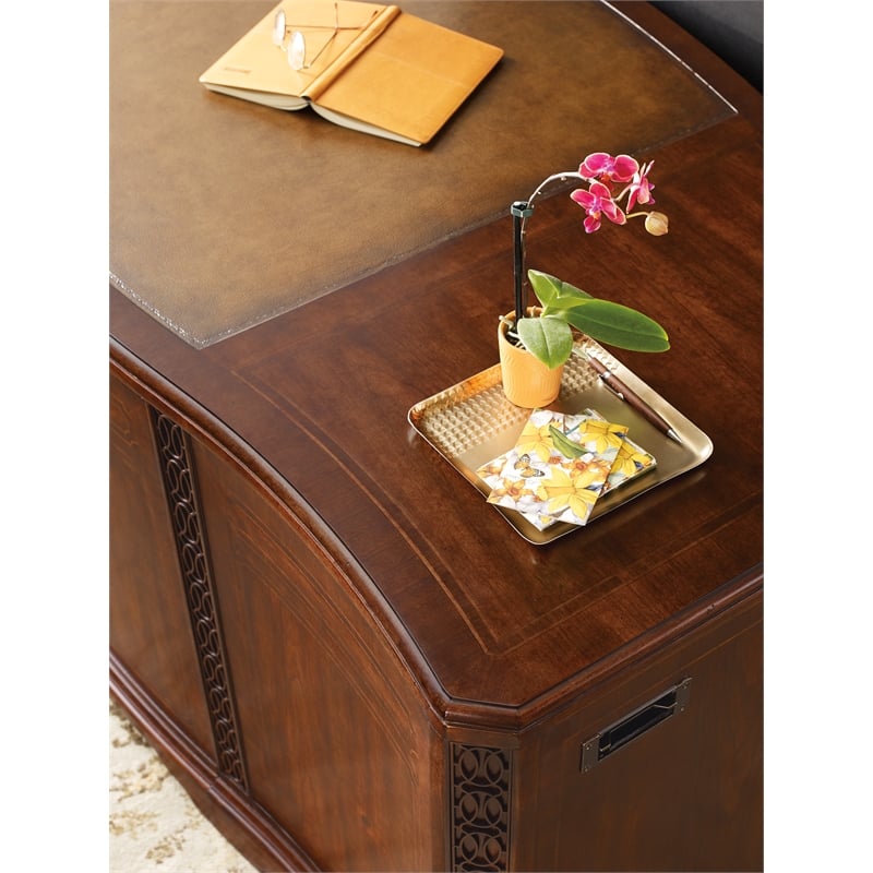 Hooker Furniture Charleston Executive Wood Desk in Maraschino Cherry Brown