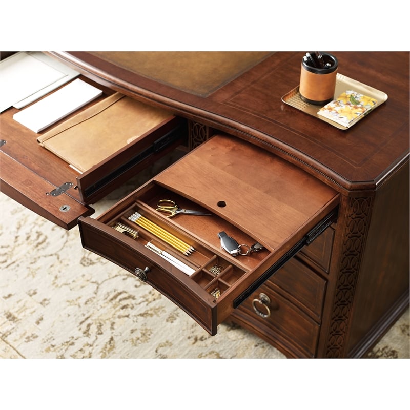 Hooker Furniture Charleston Executive Wood Desk in Maraschino Cherry Brown