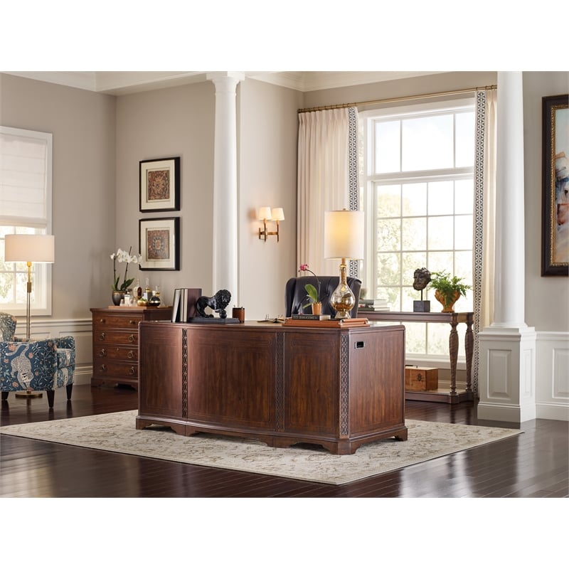 Hooker Furniture Charleston Executive Wood Desk in Maraschino Cherry Brown