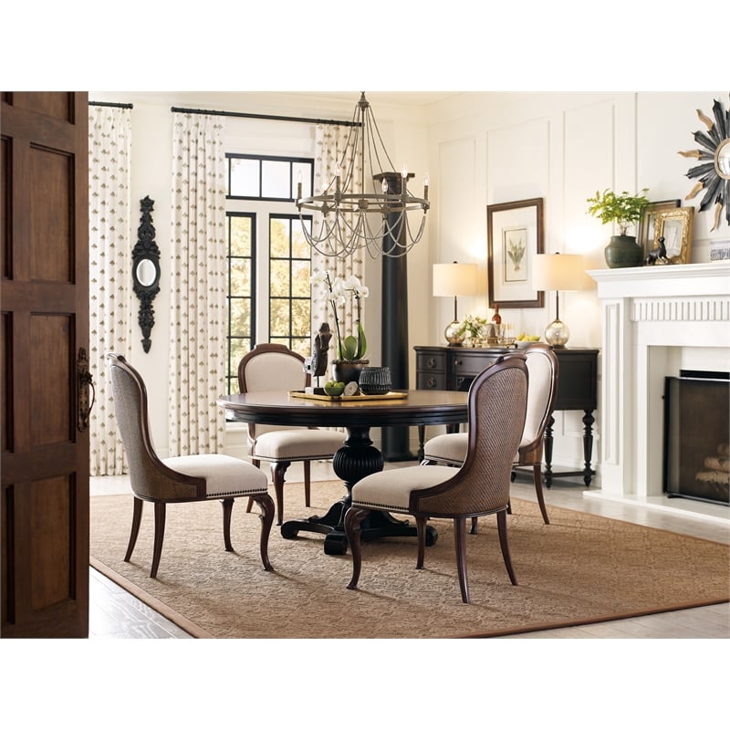 Hooker Furniture Charleston Round Wood Dining Table in Black Cherry