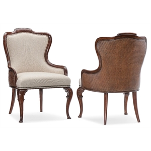 Hooker Furniture Charleston Fabric Upholstered Arm Chair in Cherry Brown