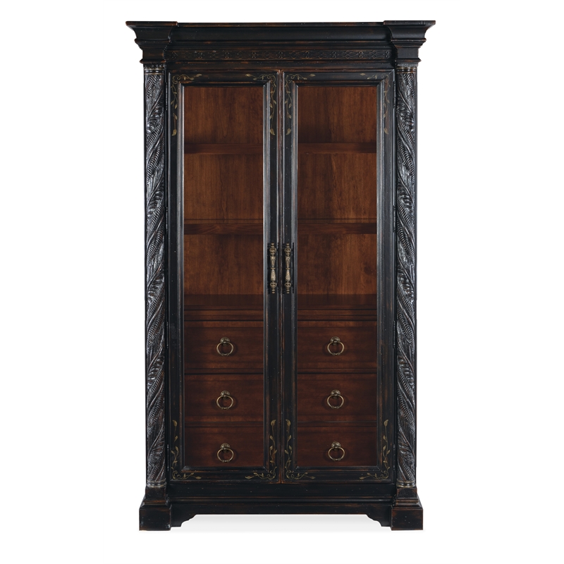 Hooker Furniture Charleston Glass-Door Display Cabinet in Black Cherry