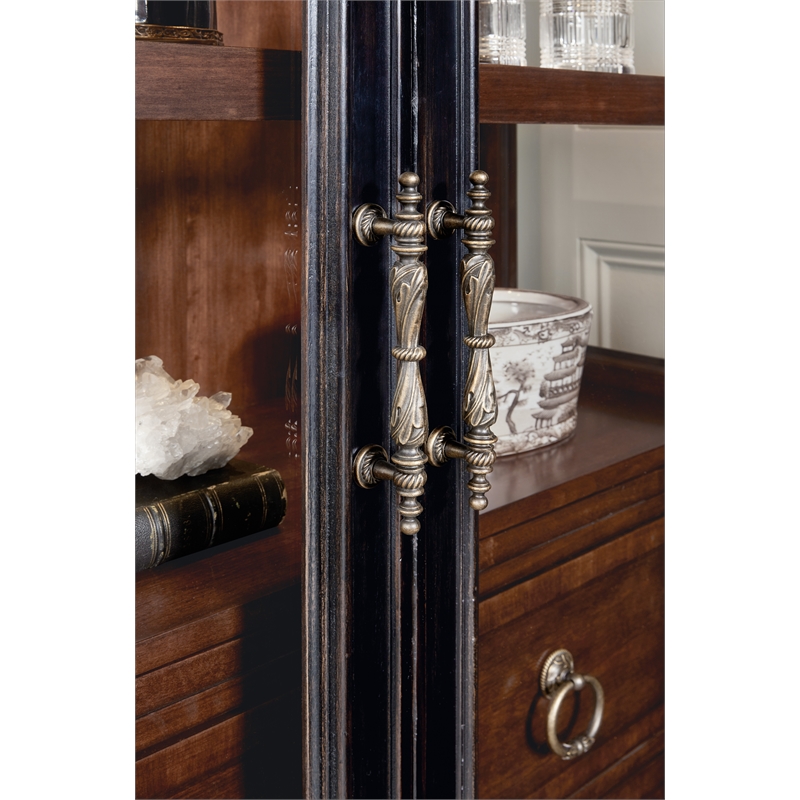 Hooker Furniture Charleston Glass-Door Display Cabinet in Black Cherry