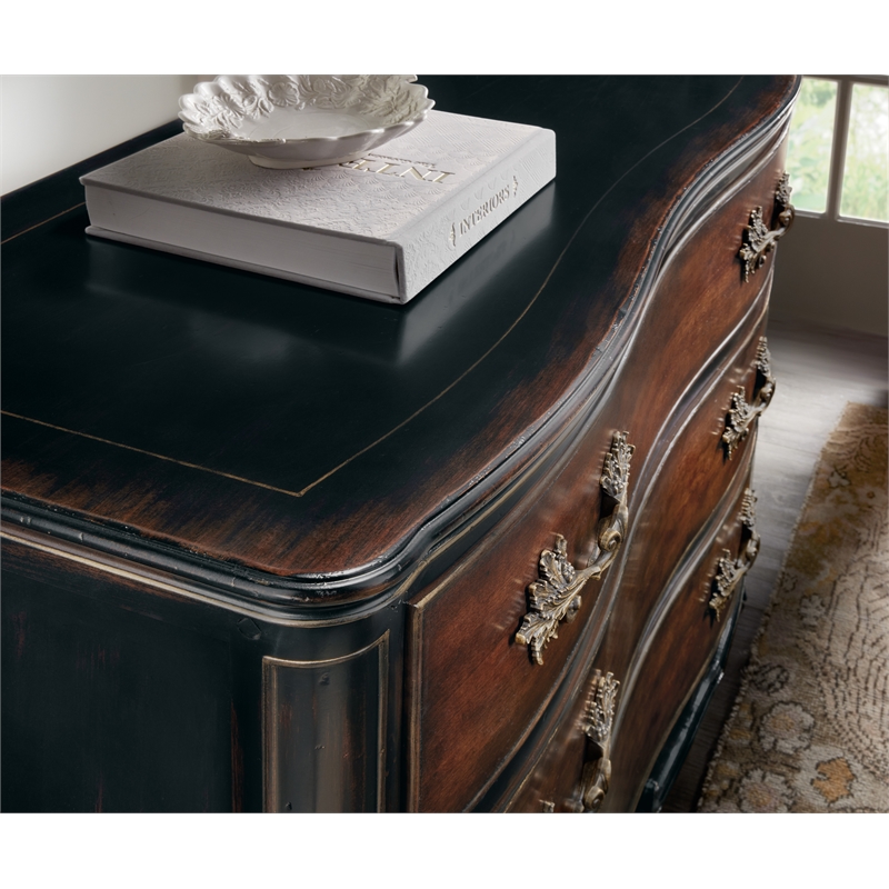 Hooker Furniture Charleston 3-Drawer Wood Accent Chest in Black Cherry