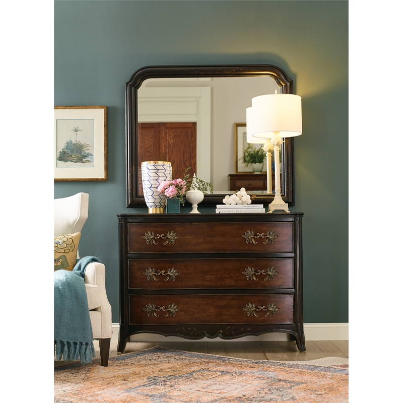 Hooker Furniture Charleston 3-Drawer Wood Accent Chest in Black Cherry