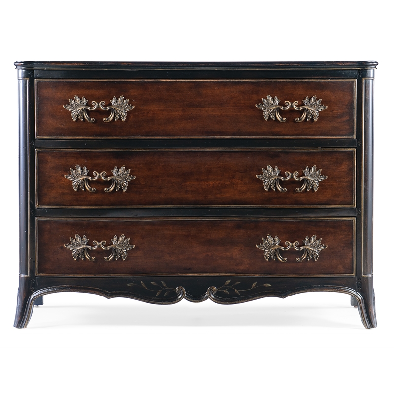 Hooker Furniture Charleston 3-Drawer Wood Accent Chest in Black Cherry