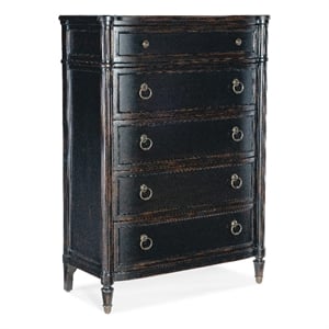 Hooker Furniture Charleston 5-Drawer Wood Chest in Black Cherry