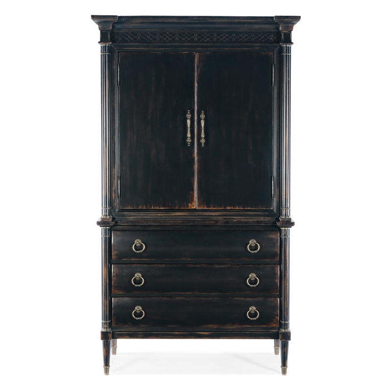 Hooker Furniture Charleston Wood Jewelry Armoire in Black Cherry
