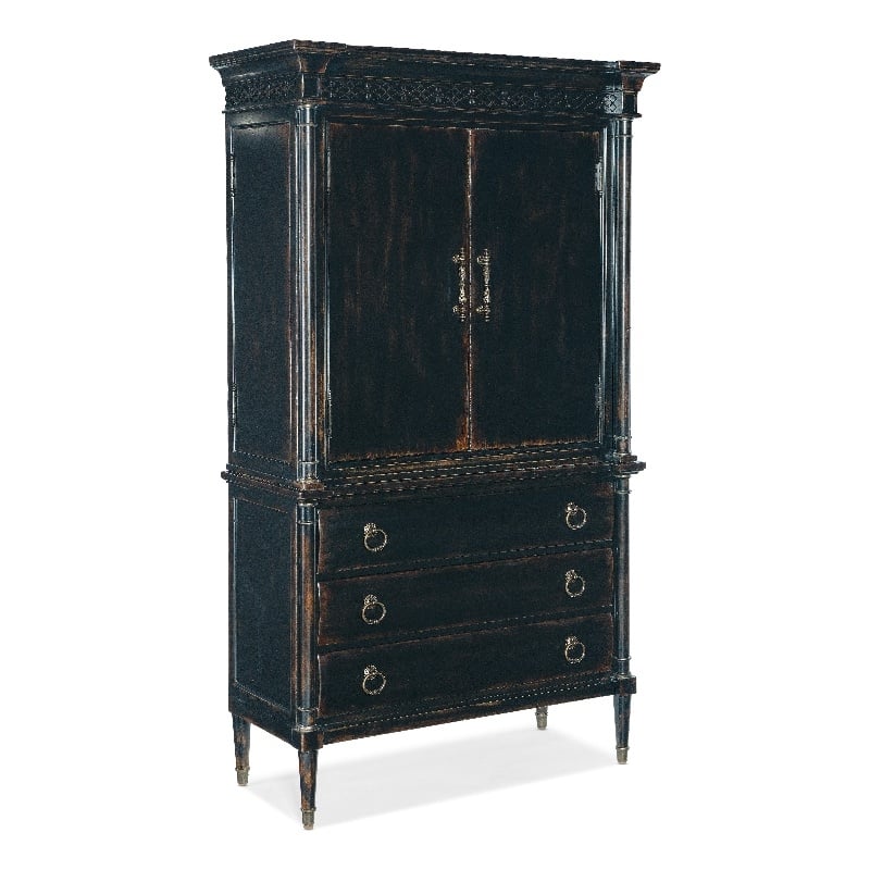 Hooker Furniture Charleston Wood Jewelry Armoire in Black Cherry