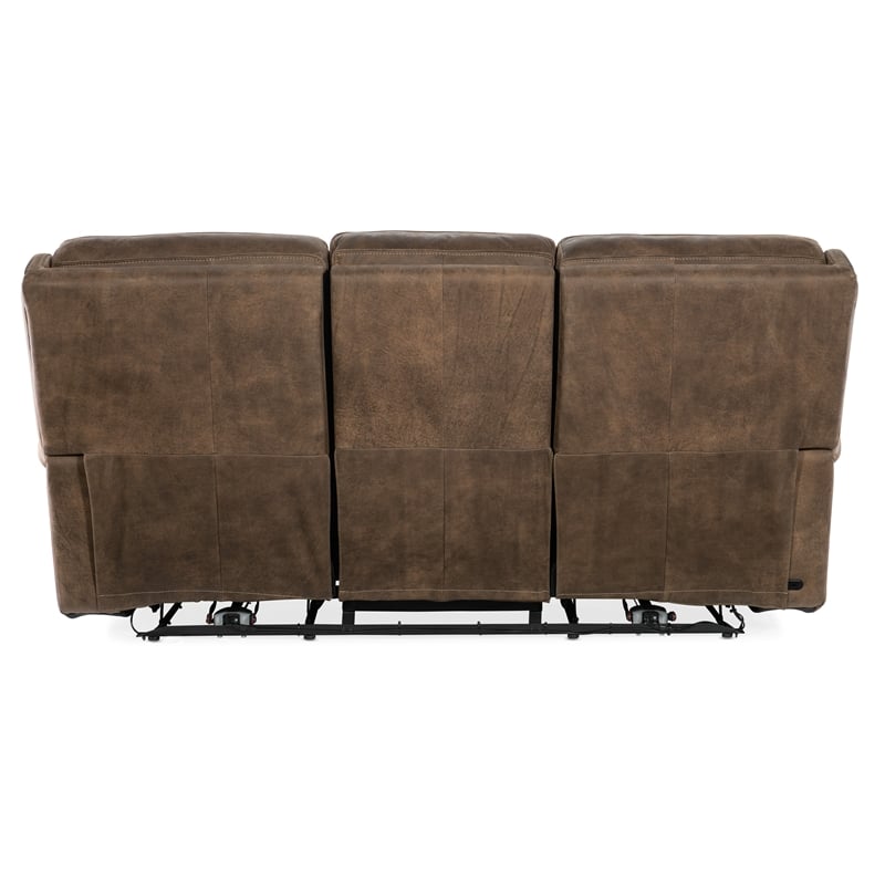Wheeler Leather Power Sofa with Power Headrest in Brown by Hooker Furniture