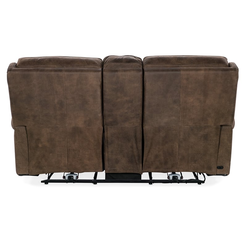 Hooker Furniture Leather Power Loveseat with Power Headrest in Brown