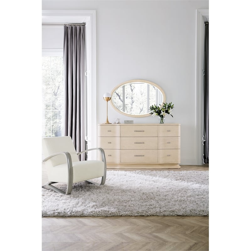 Nouveau Chic Wood-Framed Oval Mirror in Natural by Hooker Furniture