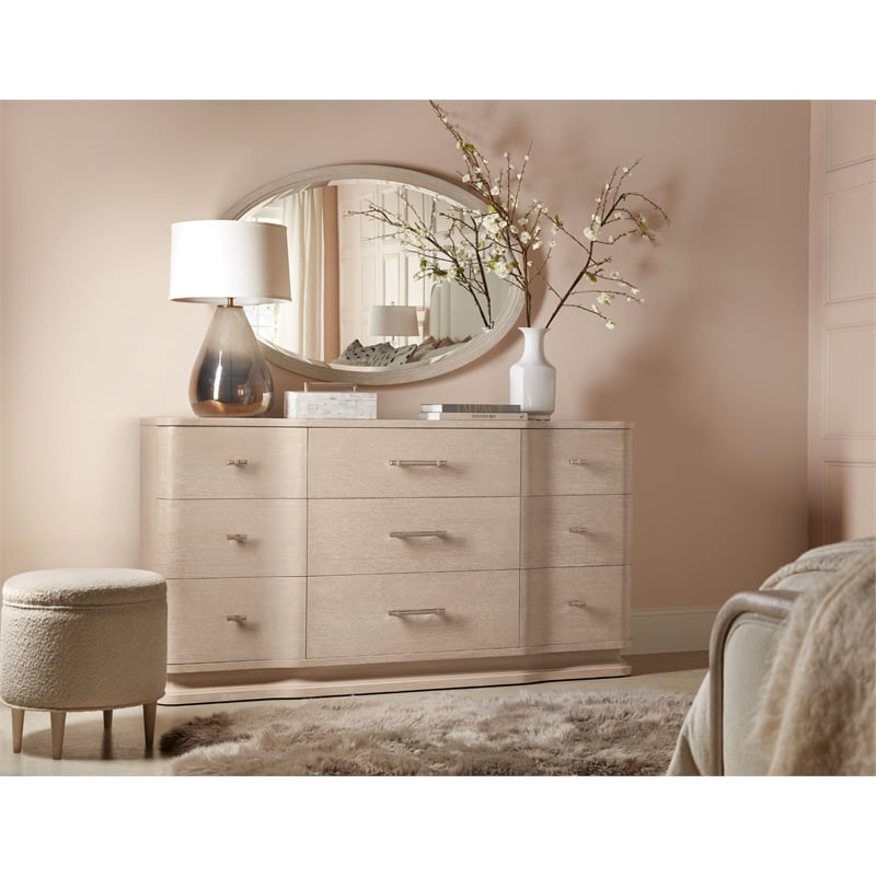 Nouveau Chic Wood-Framed Oval Mirror in Natural by Hooker Furniture
