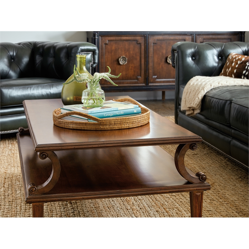 Charleston Wood Rectangle Cocktail Table in Cherry Brown by Hooker Furniture