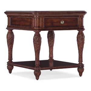 Hooker Furniture Charleston 1-Drawer Traditional Wood End Table in Cherry Brown