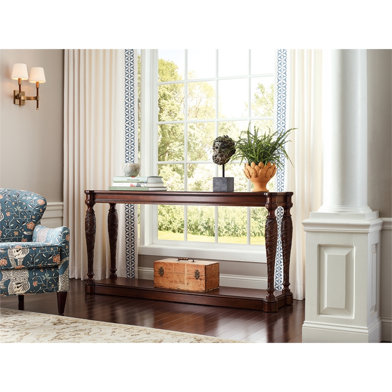 Hooker Furniture Charleston Rectangle Wood Console Table in Cherry Brown