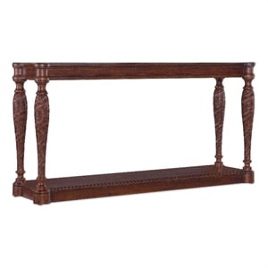 hooker furniture charleston rectangle wood console table in cherry brown